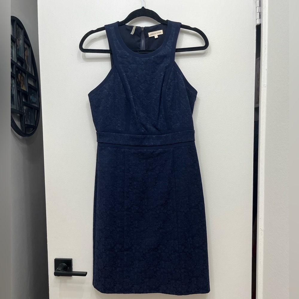Rebecca Taylor Navy Blue Sleeveless Lace Dress Sz 4